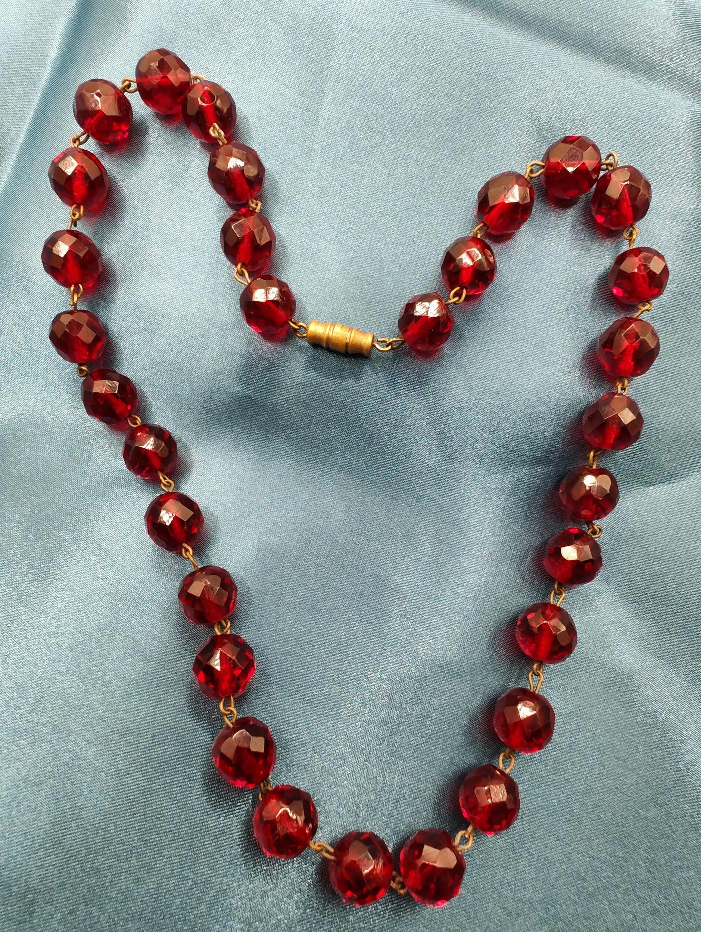 アクセサリー vintage beads long necklace red beads Vintage Red Beaded Long Necklace | eBay