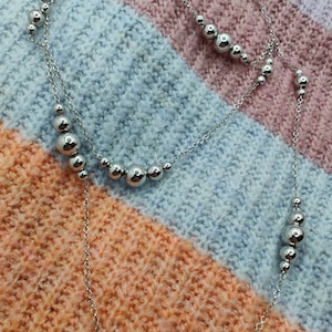 Vintage Signed Sterling Silver Satellite Bead Necklace