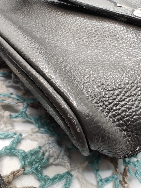 Vintage Light Pale Gray Leather Shoulder Strap Bag Purse