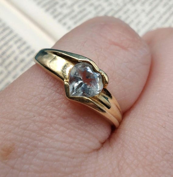 Bague De Fiançailles/mariage – Or Jaune 10 Carats – Solitaire Topaze Blanche – Taille 6,5 – Personnalisable
