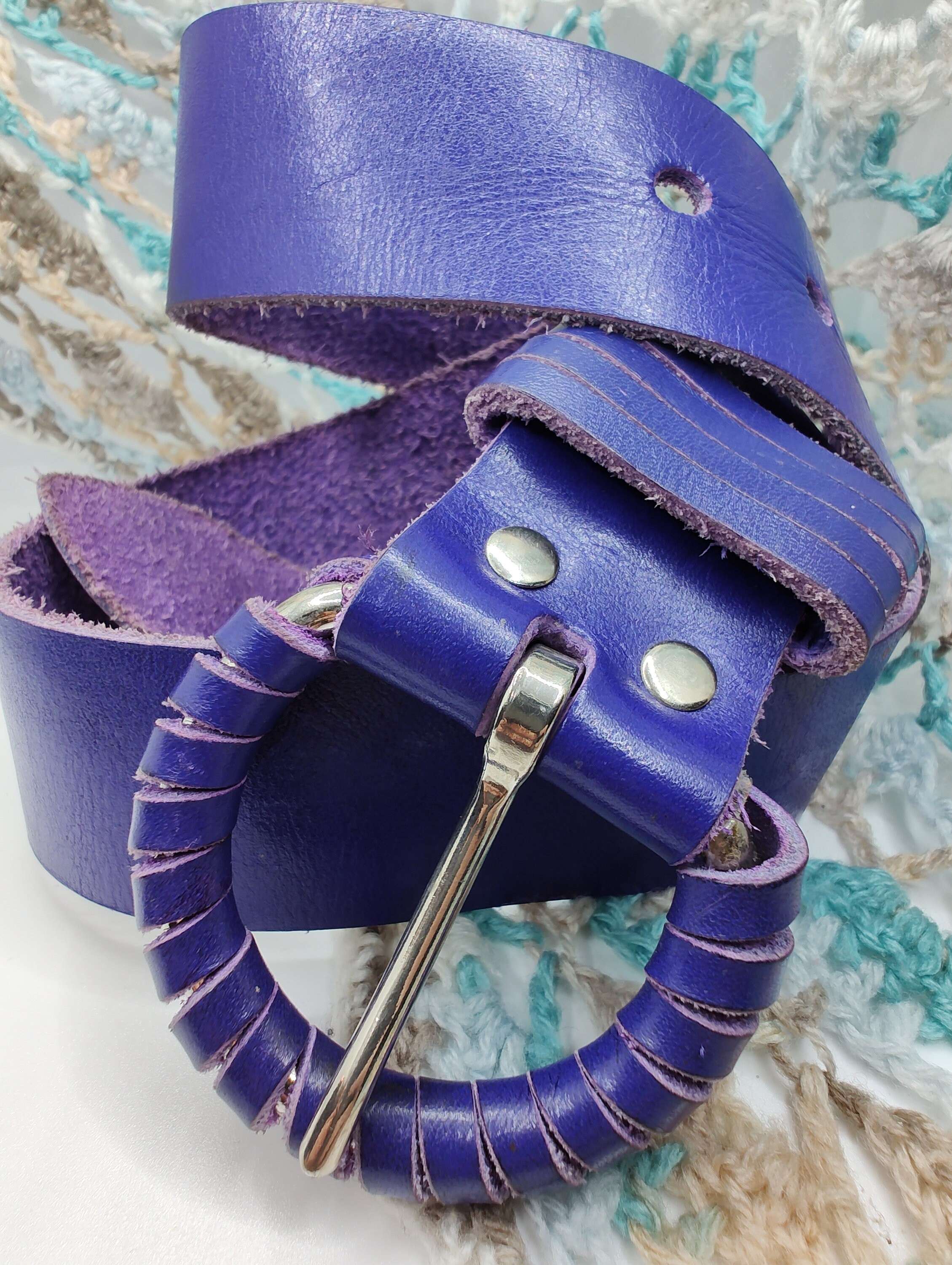 限定版 Vintage Purple Polska Etsy - Small/Medium Belt Waist Leather 小物