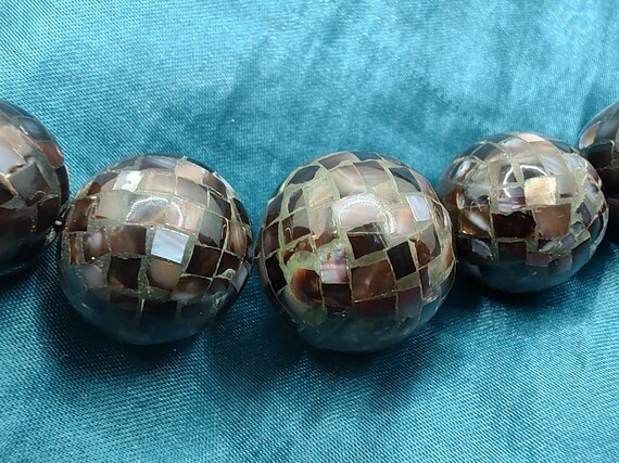 Vintage Fabrice Paris Mother of Pearl Mosaic Bead… - image 7