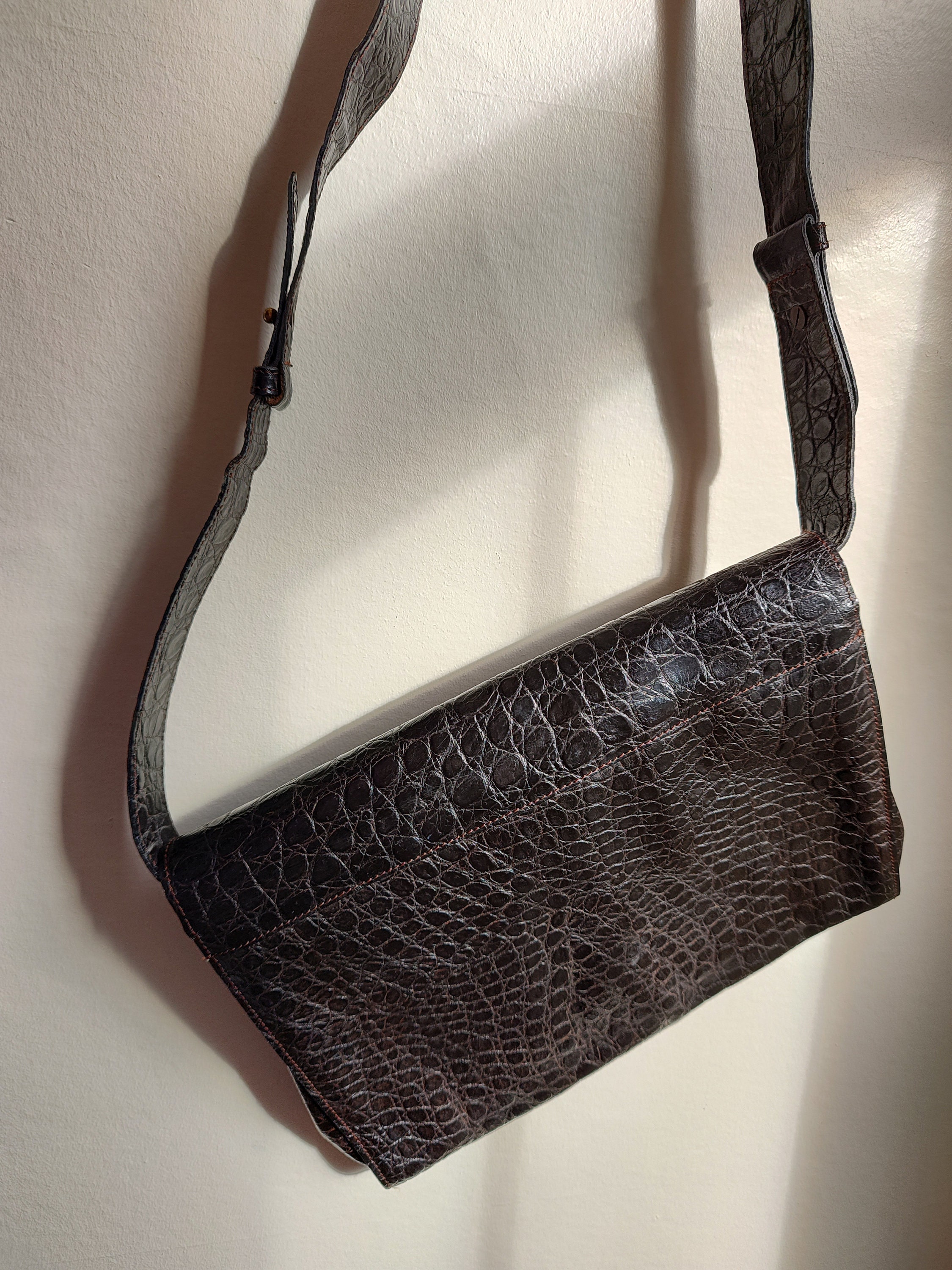 Vintage Stephane Kelian Croc Finish Brown Leather Satchel - Etsy