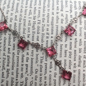 Vintage Art Deco Pink Open Back Paste and Fancy Link Lariat Choker