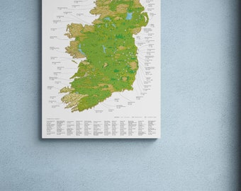 The Irish Golf Map Canvas Print - Golf Course Map - Golf Wall Art - Irish Golf Map Canvas Print - Canvas Wooden Frame Ready To Hang