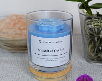 Sea Salt & Orchid Soy Candle: Coastal Home Decor, Floral Scent