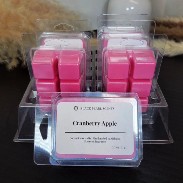 Coconut scented melts , Clamshells , tarts , wax melts , gift idea , Cranberry apple melts , all year-round Scent , fruity scent.