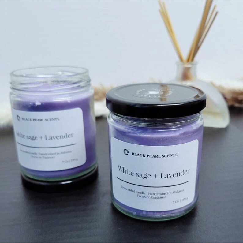 Scented Soy Candle, White Sage and Lavender,home Fragrance, Burns Clean
