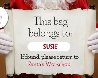 Christmas Travel Child's Luggage Tag Santa - Instant Download