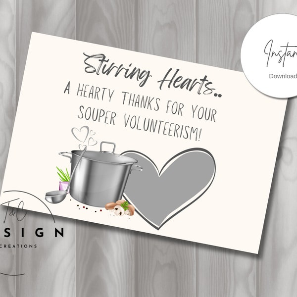 Volunteer Thank You, Stirring Hearts Soup Making Meal Ministry, downloadable, printable