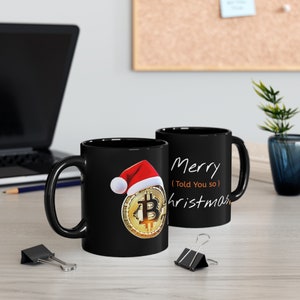 Bitcoin Christmas Santa Hat 11oz Black Mug1