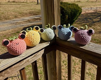 Crochet Frog Plushie | Fruit Collection | Handmade Soft Stuffed Animals | Fun Gift