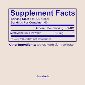 Methylene Blue Drops 10mg, Cognitive & Cellular Energy Support, Liquid Nootropic Supplement for Biohackers imagen 7