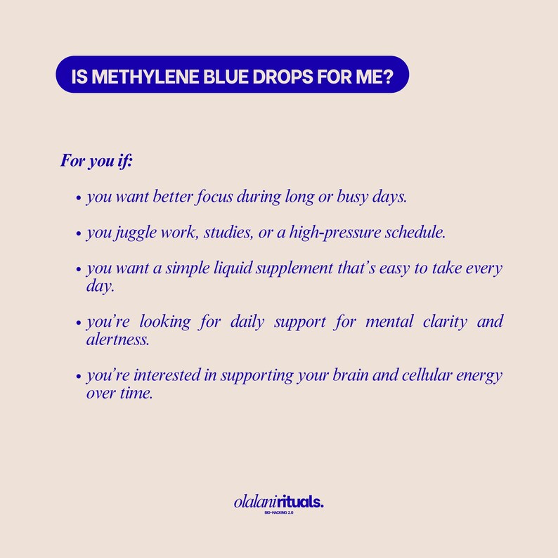 Methylene Blue Drops 10mg, Cognitive & Cellular Energy Support, Liquid Nootropic Supplement for Biohackers imagen 3
