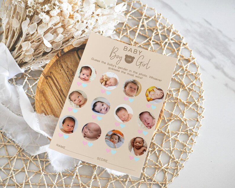 Bear Theme Baby Shower Games Bundle, Minimalist Printable (PDF) image 5