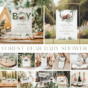 Pacchetto Baby Shower "Oh Boy Adventure", Modelli modificabili per Baby Shower "Orso del Bosco", Pacchetto Baby Shower "Verde Foresta", Gioco stampabile