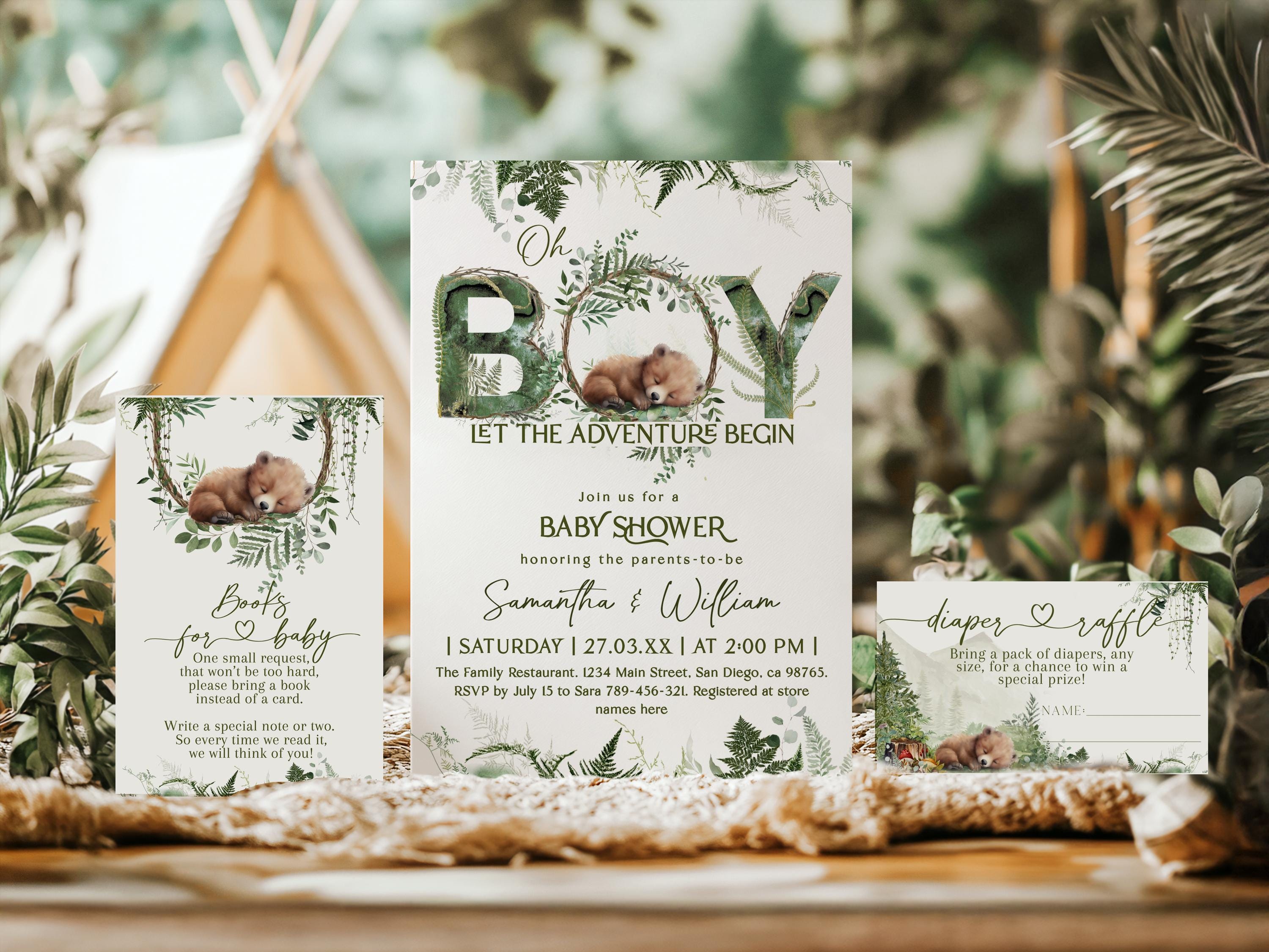 Oh Boy Wald-Fotohintergrund 240x180 Cm – Perfekt Für Babyparty, Fotoshooting & Deko