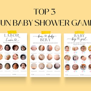 Pacchetto di giochi divertenti per baby shower, gioco per neonati o pancia da birra, gioco per gravidanza o pancia da birra, gioco stampabile per parto o amore, bambino o bambina, minimalista