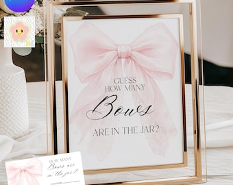 Baby Shower Guess How Many Bows Game Sign – Blush Pink Coquette Style (Digital Download)