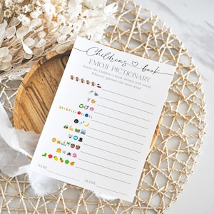 Libro per bambini Emoji Pictionary Gioco, Baby Shower Emoji Giochi stampabili, Emoji Pictionary Kraft Shower Games, Minimalista Moderno