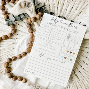 Carte de jeu personnalisée pronostics et conseils, modèle de prédictions de baby shower, téléchargement immédiat, jeux de société modernes simples à imprimer