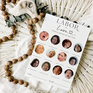 Gioco di lavoro o amore, divertenti giochi per baby shower stampabili, giochi di doccia Kraft modificabili, baby shower moderni e minimalisti