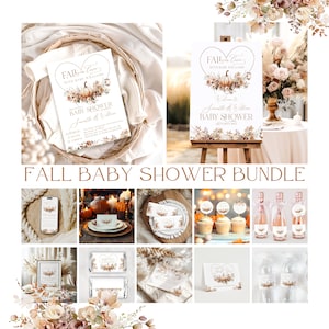 Fall in Love Baby Shower Bundle, Pumpkin Baby Shower Invitation Bundle, Pumpkin Gender Neutral Baby Shower Games Pack, Printable Template