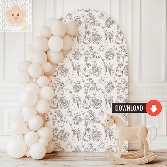 Sfondo Baby Shower Boh&eacute;mien Con Orsetto - 2,1x1,5 M In Cotone - Per Feste E Foto