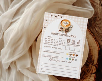 Tarjeta imprimible con predicciones para baby shower (plantilla de descarga digital de Canva)