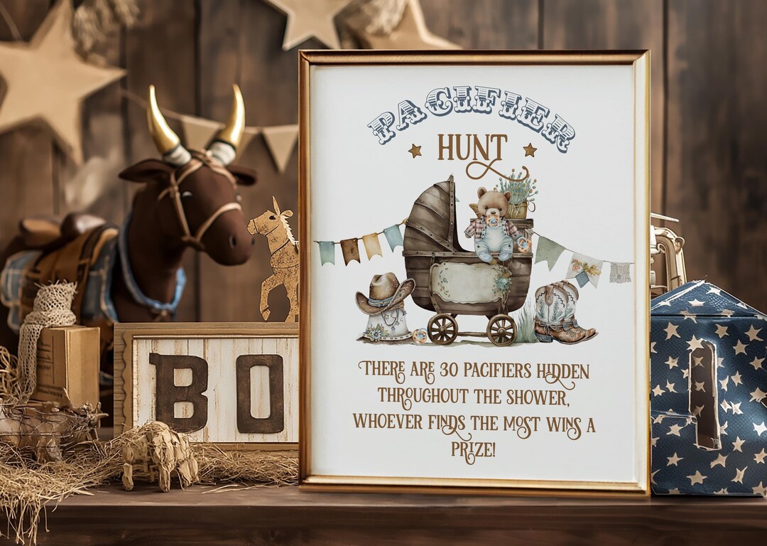 Hunting Pacifier Pacifier Hunt Game A Little Cowboy Baby Shower, Cute Wild West Hunting ...