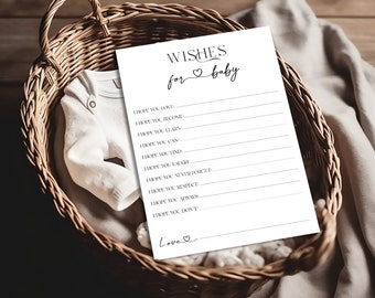 Juego de deseos minimalistas para bebé, imprimible para baby shower (PDF, JPG)