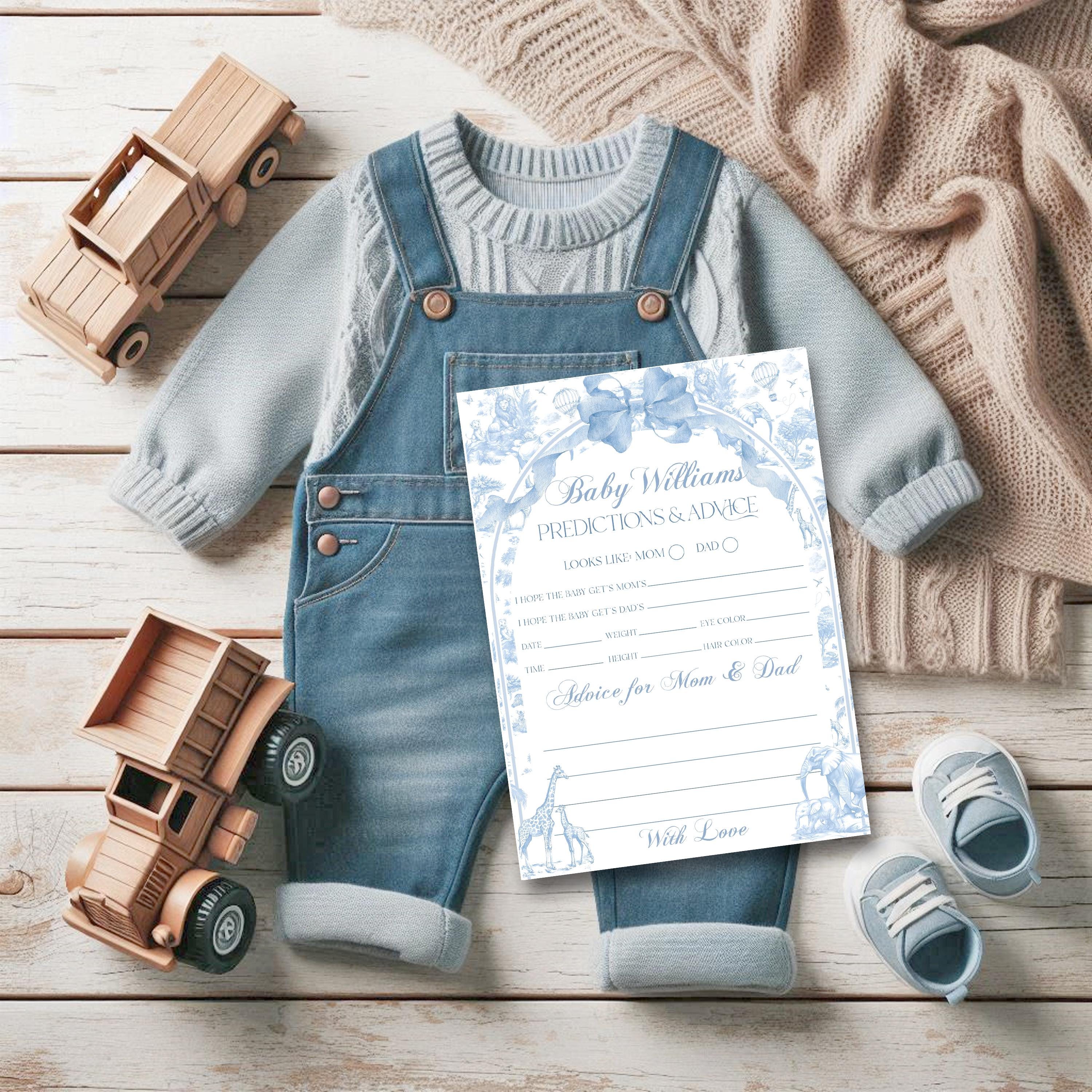 BSWHITESAFPRED10 – Carte Previsione Per Baby Shower A Tema Safari, Confezione Da 10, Design Acquerello Neutro