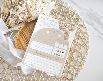 Gender Neutral Bear Predictions And Advice Game Card, Baby Shower Predictions Template, Instand Download, Personalized Party Games Printable
