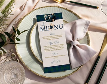 Modello di menu modificabile per baby shower con palloncino e orsacchiotto, non vediamo l'ora