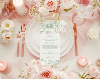 Menu imprimable Crad Green Toile Safari Baby Shower neutre, modèle modifiable (téléchargement numérique)
