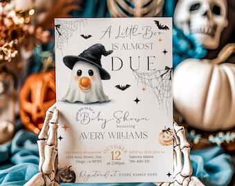 Invito per baby shower a tema fantasmino, invito "Little Boo" (Canva Digital)