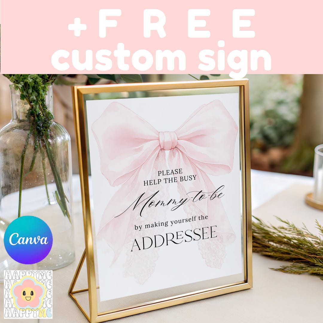 Mom Address Baby Girl Shower Help Mom With Address Sign, Printable Party Decor ...