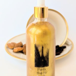 Paris shimmer body oil, Scented Body oil, Plant based body oil, Handcrafted body oil, Body moisturizer, natural moisturizer, healing oil.