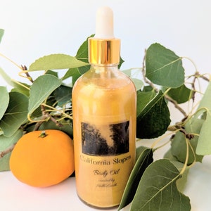 Olio per il corpo scintillante California Slopes, Olio per il corpo profumato, Olio per il corpo a base vegetale, Olio per il corpo artigianale, Crema idratante per il corpo, Crema idratante naturale.