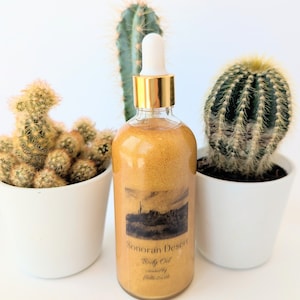 Sonoran Desert shimmer body oil, Scented Body oil, Plant based body oil, Handcrafted body oil, Body moisturizer, natural moisturizer.