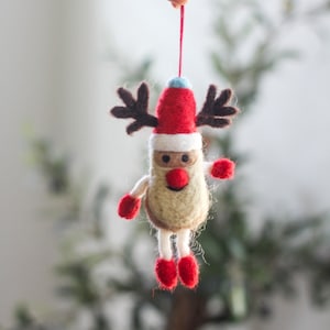 Adorno navideño de Papá Noel, adorno navideño de fieltro de lana, adorno navideño de fieltro, adorno hecho a mano, decoración del árbol de Navidad, Navidad de Papá Noel
