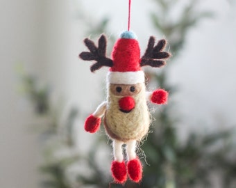 Christmas Santa Ornament, Wool Felt Santa Ornament, Felt Christmas Ornament, Handmade Ornament, Christmas Tree Decor, Santa Claus Christmas