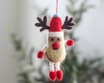 Enfeite de Natal Papai Noel, Enfeite de Papai Noel em Feltro de Lã, Enfeite de Natal em Feltro, Enfeite Artesanal, Decoração para Árvore de Natal, Papai Noel de Natal