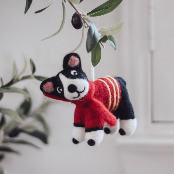 French Bulldog Ornament, Felt Ornament, Christmas Dog Ornament, Christmas Ornament, Dog Ornament, Felt Wool Dog, Felt Dog Ornament, Bulldog