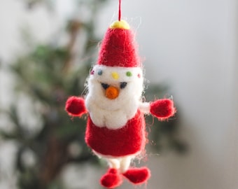 Enfeite de Papai Noel de Natal, Enfeite de Papai Noel de Feltro de Lã, Enfeite de Natal de Feltro, Brinquedo de Papai Noel, Ornamento Feito à Mão, Decoração de Árvore de Natal, Papai Noel de Lã