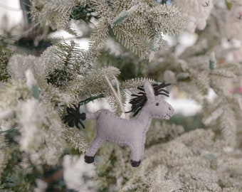 Hand Felted Horse Ornament, Christmas Ornament, Farm Animal, Felt Wool Fair Trade, Felt Christmas Decor, Farm Animal Ornament, Biodegradable