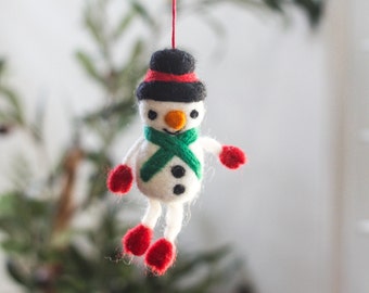 Snowman Ornament, Wool Felt Snowman Ornament, Felt Christmas Ornament, Felt Ornament, Christmas Ornament, Christmas Snowman Ornament, Winter