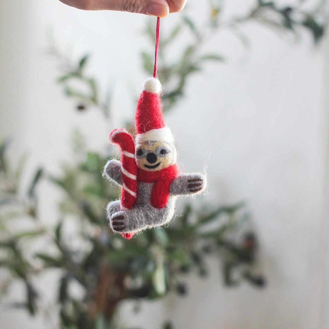 Sloth Ornament, Christmas Sloth Ornament, Handmade Ornament, Felt ...