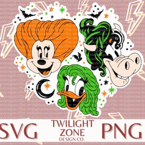 Hocus pals SVG | Cricut 用の簡単なカット ファイル、色別にレイヤー化。PNG | 印刷および昇華用のカラー ファイル