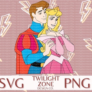 Principe e principessa addormentati SVG / file di taglio facile per Cricut, stratificato per colore. PNG / file a colori per stampa e sublimazione